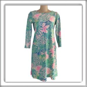 Lilly Pulitzer Charley Dress Swizzle Above Knee Floral 3/4 Sleeve Size XS